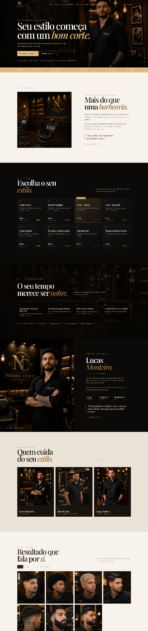 Preview desktop do template de barbearia