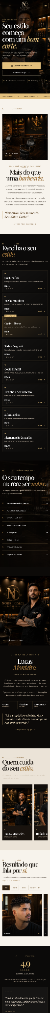 Preview mobile do template de barbearia